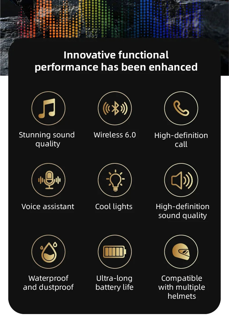 Wireless Bluetooth 5.4 Helmet Headset Hands-Free Call Motorcycle Earphone Waterproof MP3 Music Player Speaker Kit for Moto Quick Pick Grocers