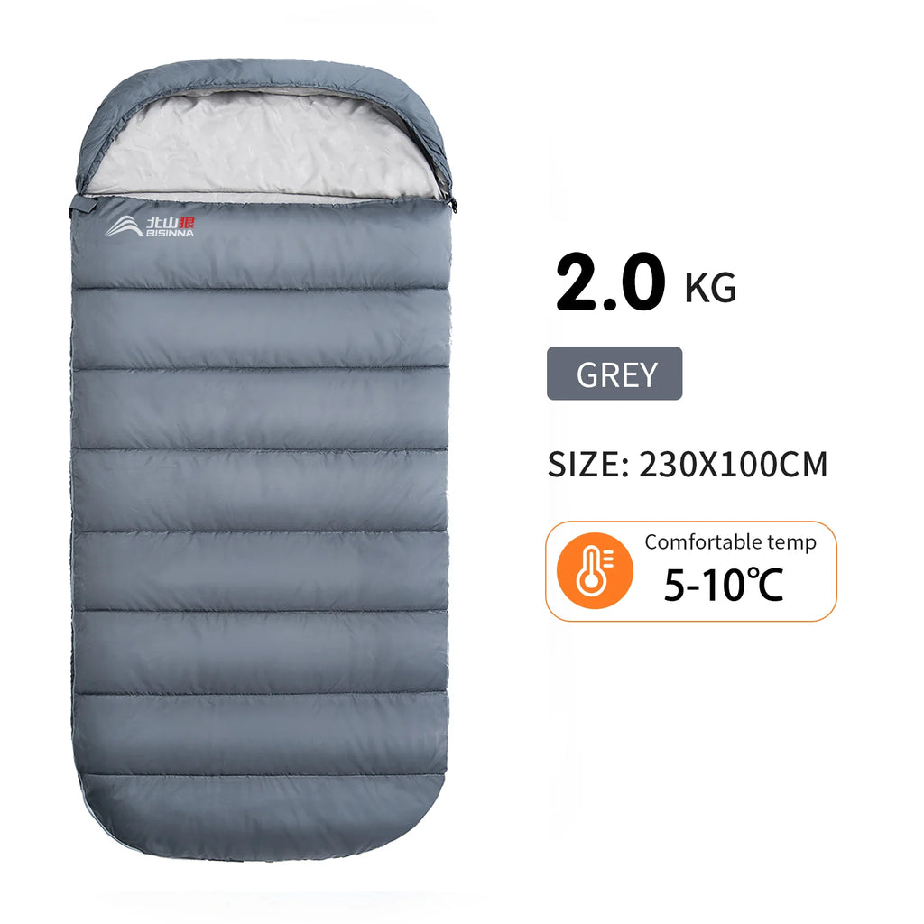 BISINNA Large Camping Sleeping Bag Lightweight 3 Season Loose Widen Bag Long Size for Adult Rest Hiking Fishing
