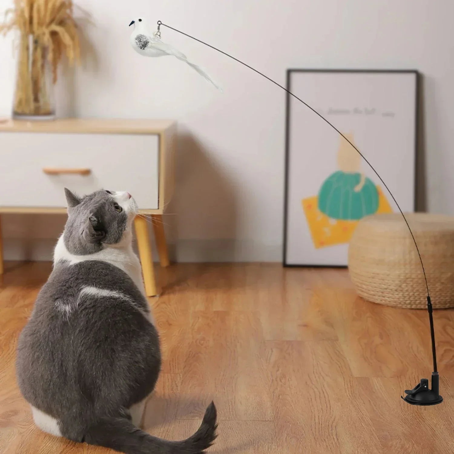 Simulation Bird Cat Toys Funny Interactive Peacock with Bell Cat Stick Toy for Kitten Playing Teaser Wand Toys Pet Cats Supplies Quick Pick Grocers