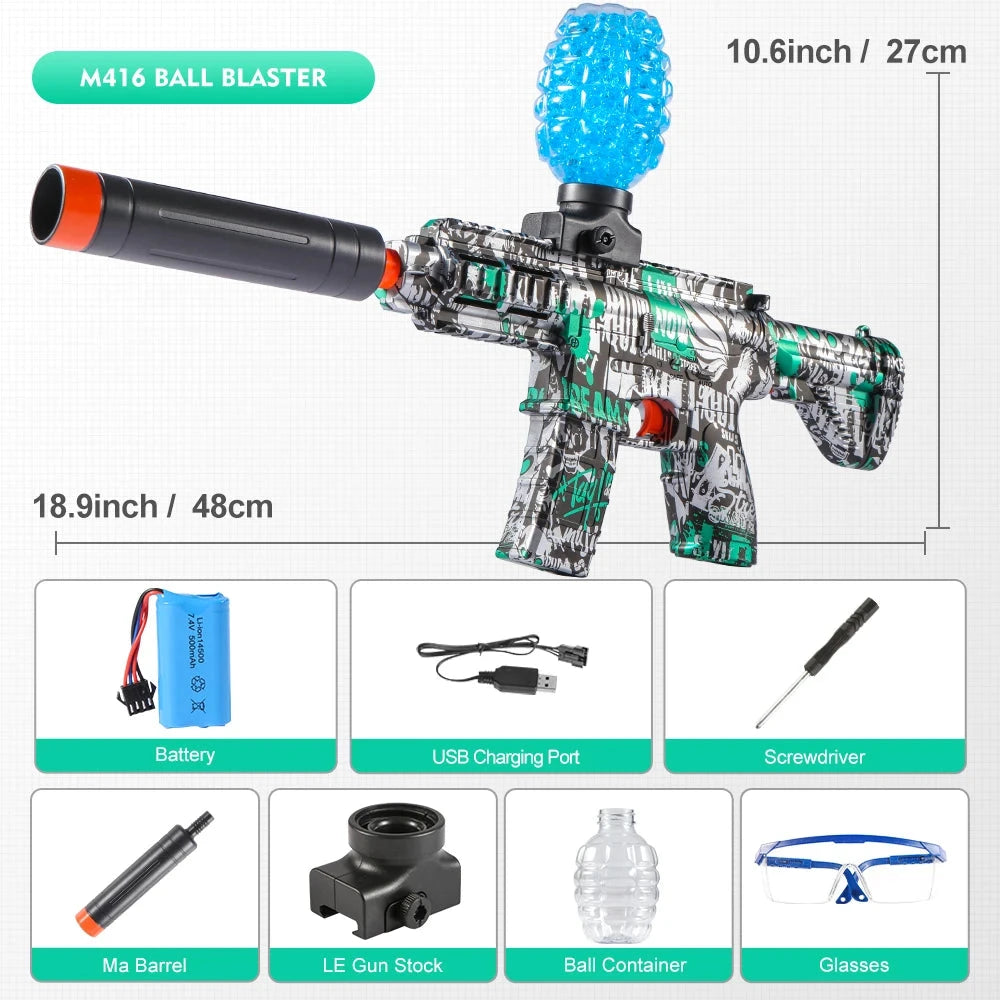 M416 Electric Ball Blaster Toy Gun - High-Speed, Metallic Finish, Rechargeable - Halloween Thanksgiving Gift(Bullets Excluded) Econic Blanks