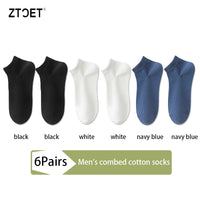 6Pairs High Quality Men Combed Cotton Socks Short Breathable Odor proof and antibacterial Business Spring Summer for Male sock Quick Pick Grocers