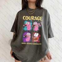 Vintage Courage The Cowardly Dog Cartoon Print Short Sleeve T-Shirt Retro Unisex Graphic Tee 90s Nostalgia Summer Streetwear Tee Quick Pick Grocers