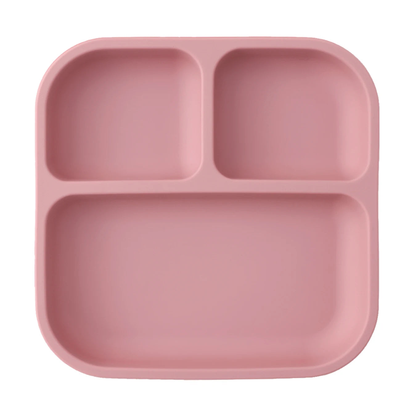 Color Kids 1PCS BPA Free Silicone Divided Square Plate Suction Baby Dish Leakproof Toddler Kids Meal Tray Easy Clean Tableware Purest Peak