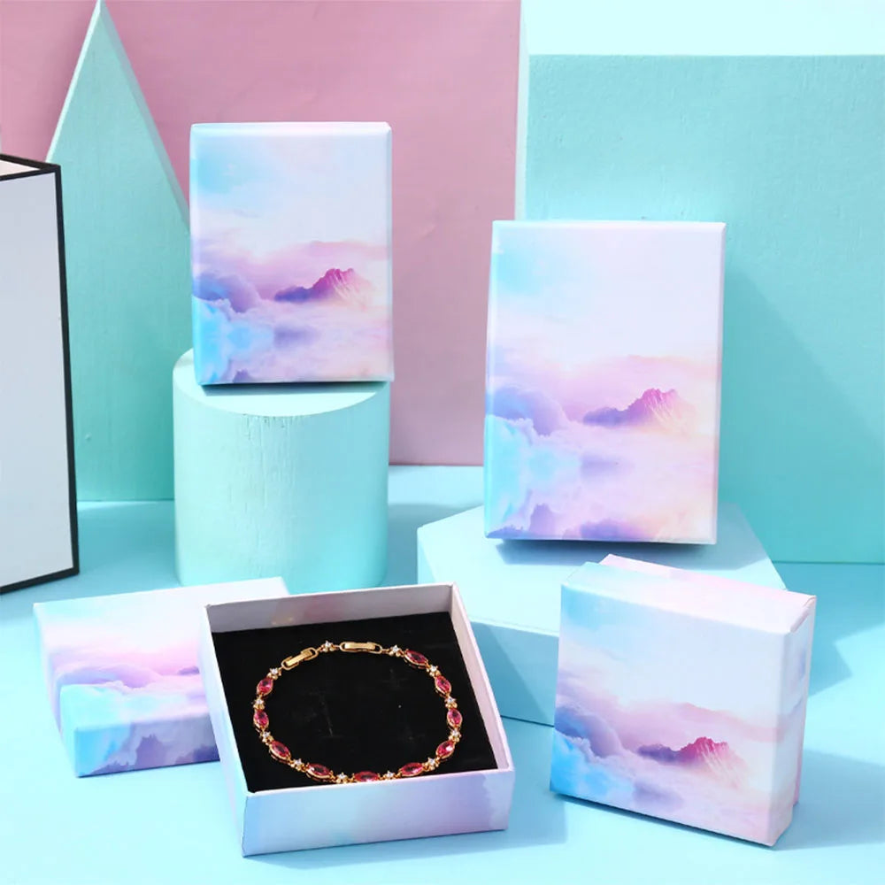 12pack White Simple Luxury Box Dark Green Paper Jewellry  Rings Earrings Bracelet Necklace Display Case Jewelry Organizer Boxes Purest Peak