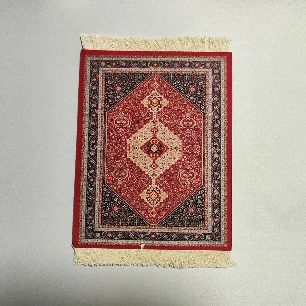 Woven flower Persian carpet small coaster wholesale merchants cheap mouse pad desk mat retro style rubber non-slip computer mats Quick Pick Grocers