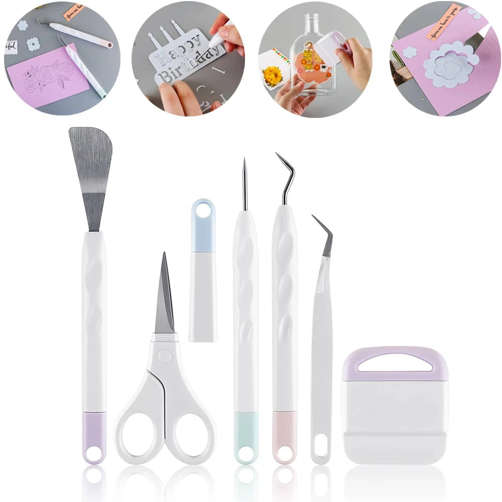 6pcs/set Craft Vinyl Weeding Tools Set Scrapbook DIY Silhouette Relief Carving Tool Kit For Cricut Maker Silhouettes Hand Tools Econic Blanks