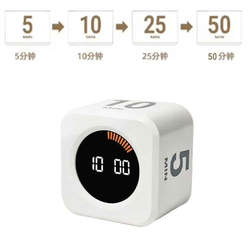 Productivity Timer Cube Timer Gravity Sensor LED Display 4Preset Productivity Time Kid Time Management Kitchen Tools Accessories Quick Pick Grocers