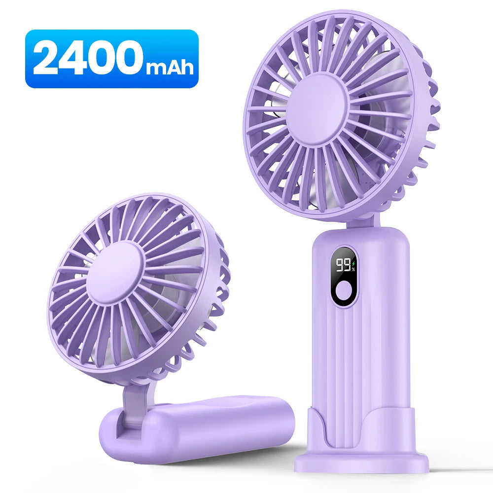 TOPK Portable Mini Fan,2400mAh USB Rechargeable Hand Neck Fan 3in1 Personal Electric Fan Standing Fans for Room Camping Foldable Quick Pick Grocers