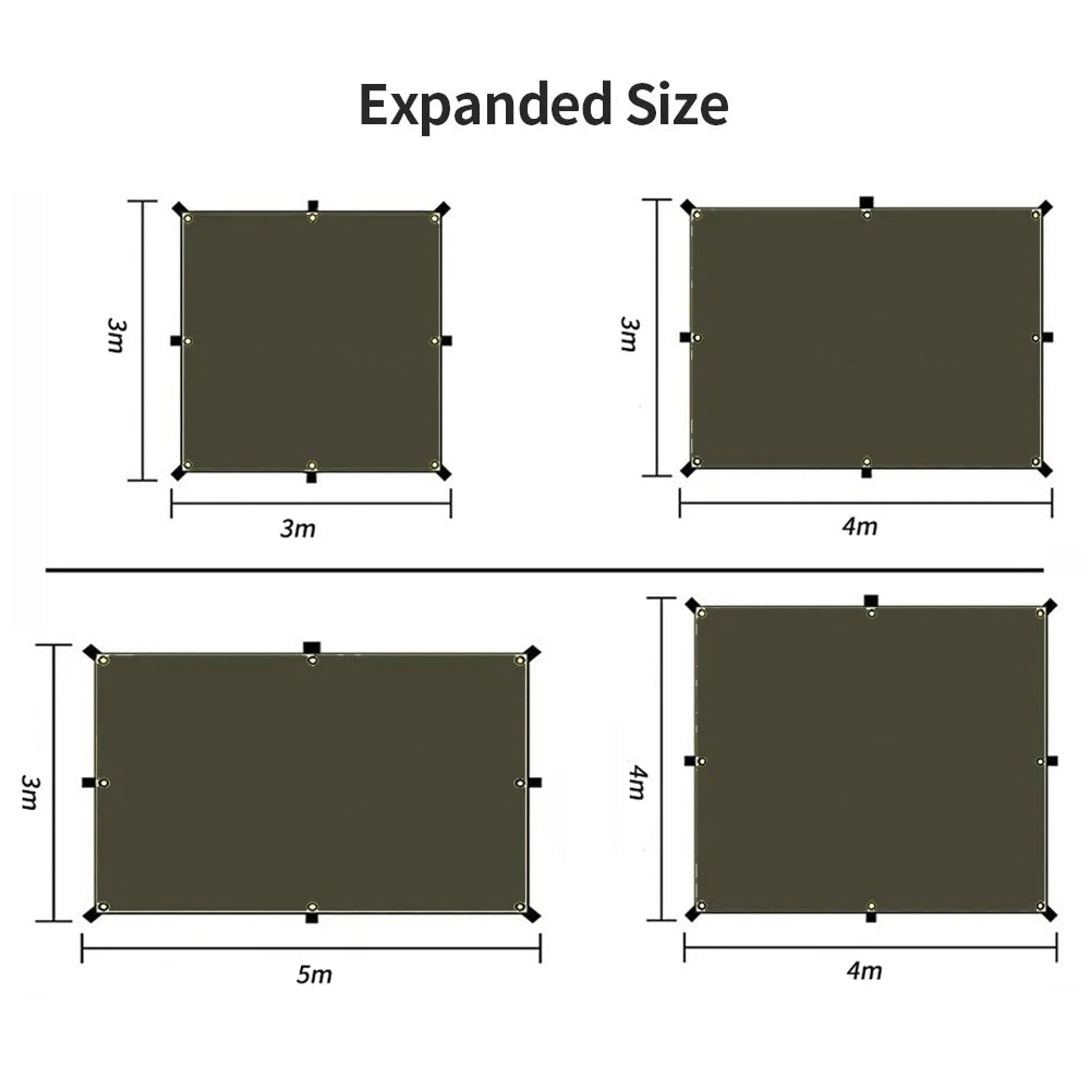 4x4m 5x3m 4x3m 3x3m Ultralight Waterproof Tarp Tent Large Camping Awning Sun Shelter Garden Canopy Outdoor Beach Shade Hiking Econic Blanks
