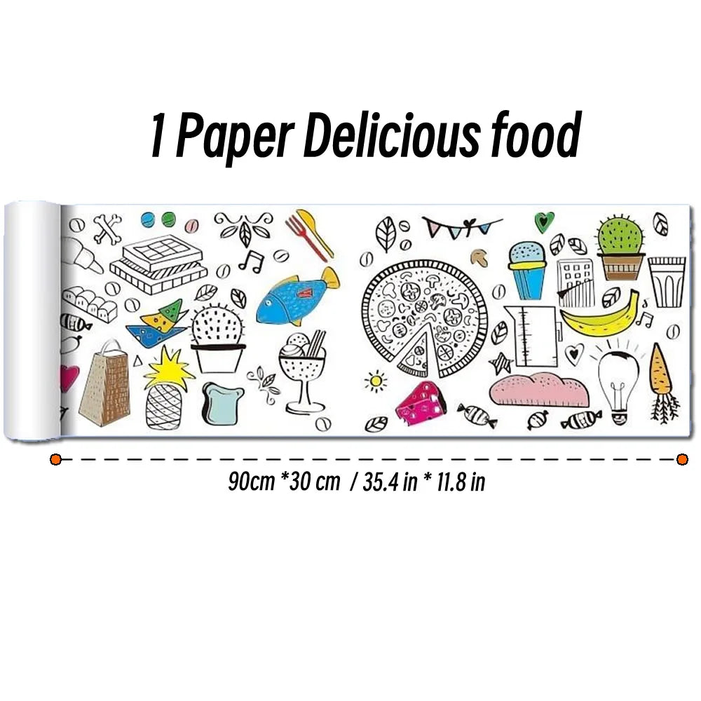 90cm Animal Canvas Children's Drawing Roll DIY Coloring Paper Roll Color Filling Graffiti Paper-cut Painting Educational School Quick Pick Grocers