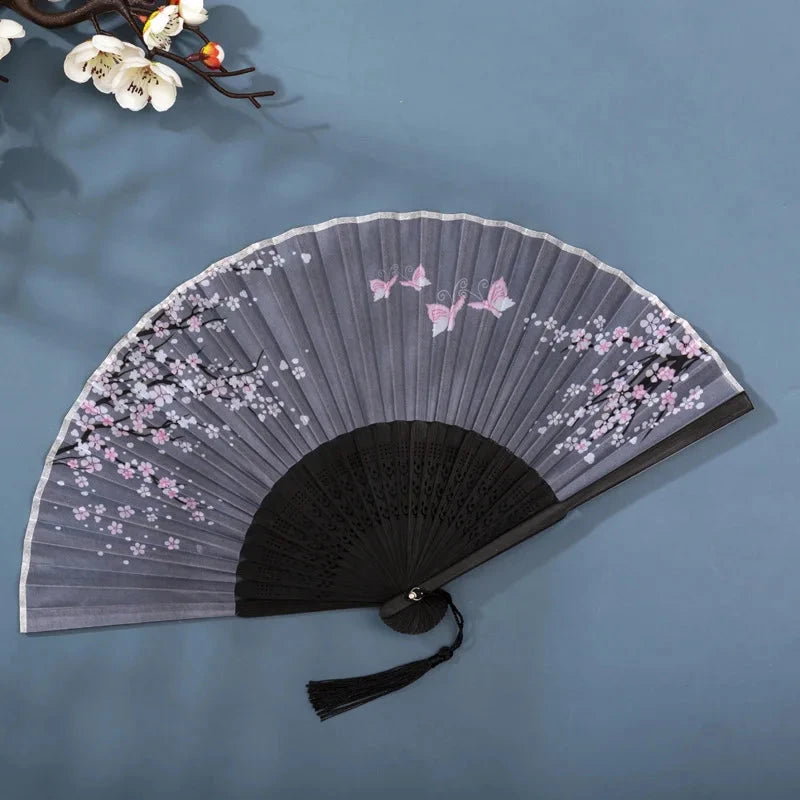 Hand Fan Foldable Silk Fan Noodles Bamboo Fan Bones Halloween Cosplay Prop Christmas Wedding Decoration Party Gifts Art Crafts Econic Blanks