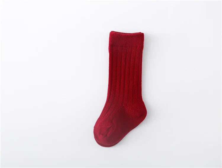 Lawadka 0-5Years Kids Boys Girls Socks Cotton Solid Striped Soft Baby Knee Long Children's Socks School Sport Baby Sock 12 Color Quick Pick Grocers