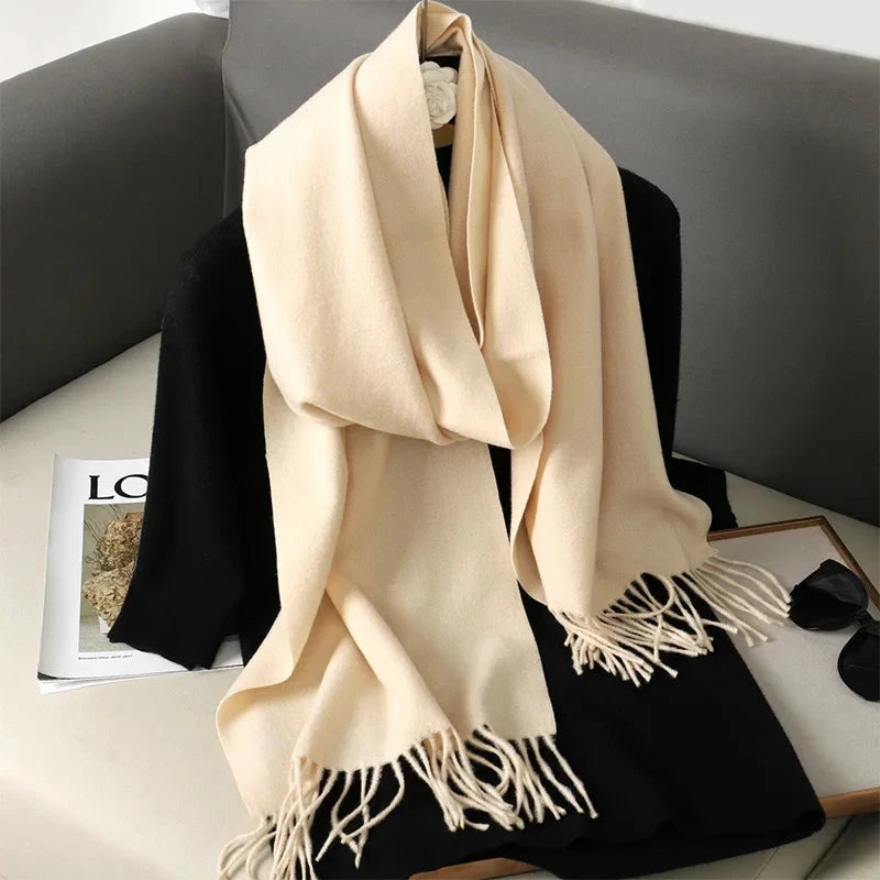 62Color Solid Women Winter Scarf Warm Thicken Cashmere Shawl Outdoor Fashion Luxury Tassels Pashmina Lady Wrap Windproof Scarves Econic Blanks