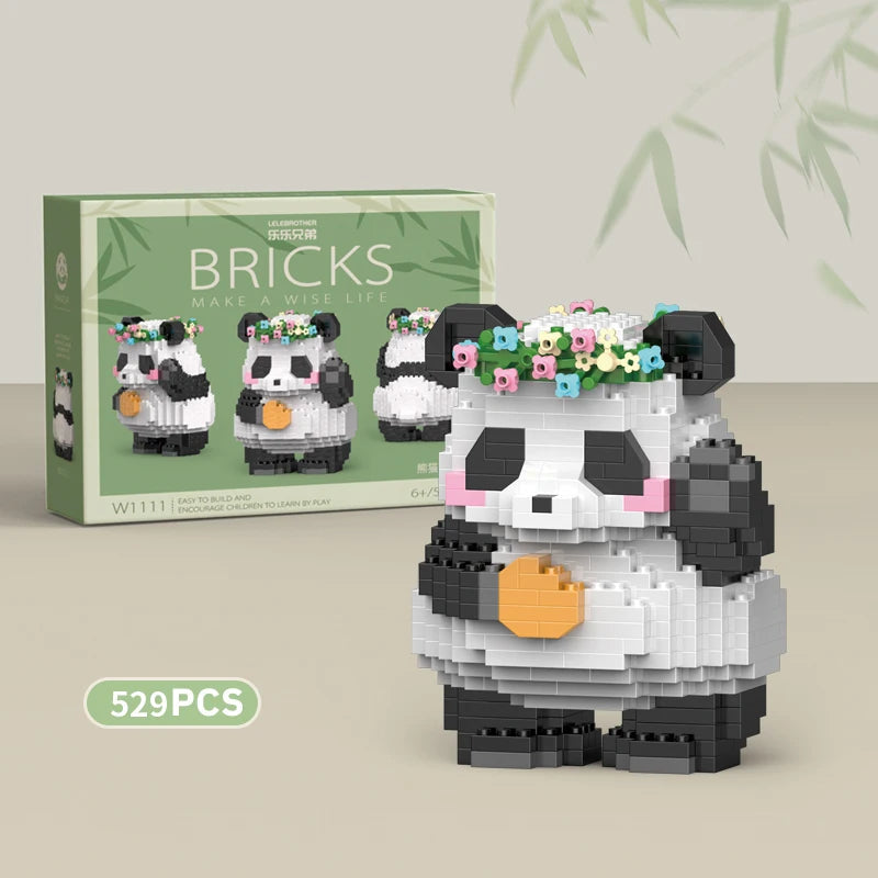 Creative DIY Assemable Animal Cute MINI Chinese Style Animal Panda Building Block Educational Boy Toys For Children Model Bricks Purest Peak Salt