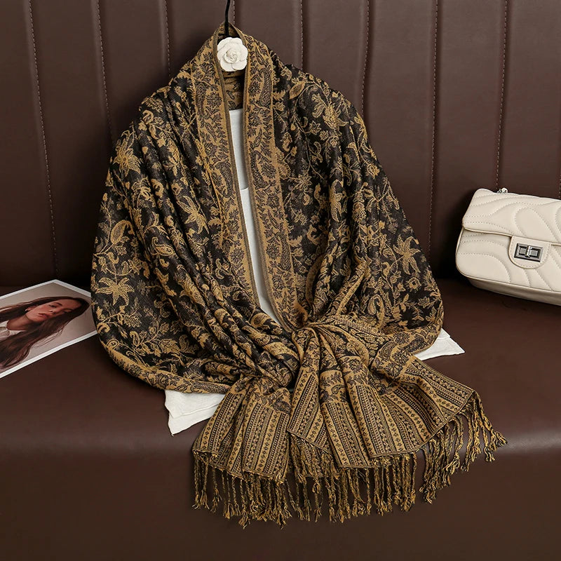 Luxury Brand Autumn Cashmere Pashmina Shawl Lady Wrap Warm Winter Scarves Design Print Female Foulard Cotton Stoles Scarf 2023 Quick Pick Grocers