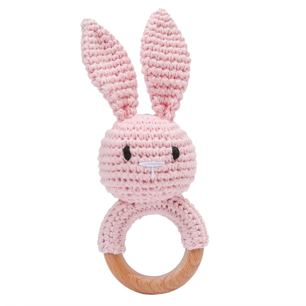 Baby Crochet Rattle Wooden Teether Toy BPA Free Wood Rodent Rabbit Rattle Baby Mobile Play Gym Newborn Educational Music Toys Purest Peak