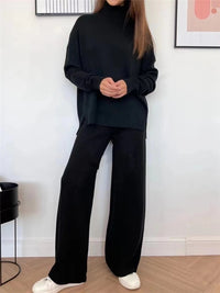 Autumn Winter 2 Pieces Women Sets Knitted Tracksuit Turtleneck Sweater and Straight Jogging Pants Suits Quick Pick Grocers