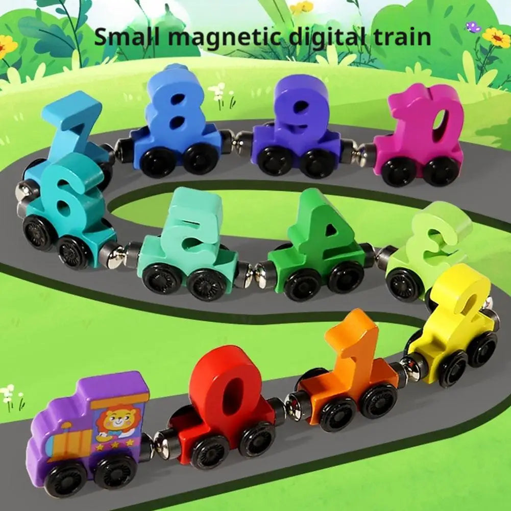 Wooden Number Digital Magnetic Train Toys Colorful Building Blocks Educational Hand-eye Coordination Magnetic Digital Train Quick Pick Grocers
