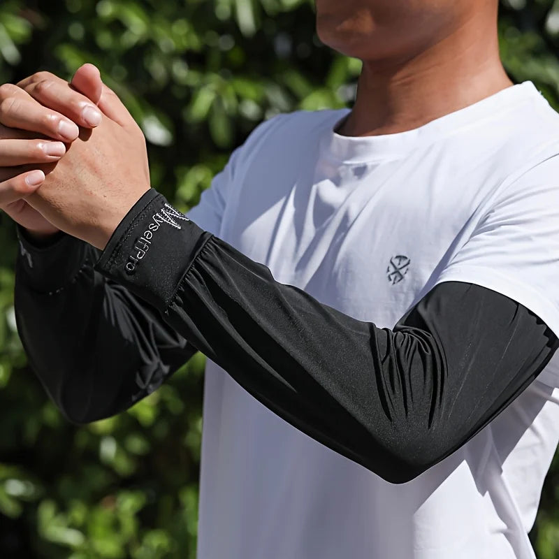 Cooling Arm Sleeves Breathable Sun Protection Ice Slik Sleeves Summer Outdoor Sports Driving Cycling Sleeves Men Loose Arm Quick Pick Grocers