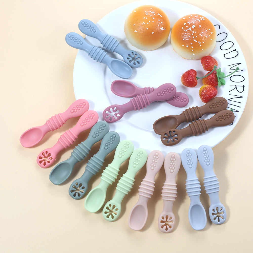 Silicone Baby Sucker Silicone Dining Plate Rice Spoon Set Cute Cartoon Children Dishes Smile Face Baby Tableware Retro Kid Bowl Purest Peak