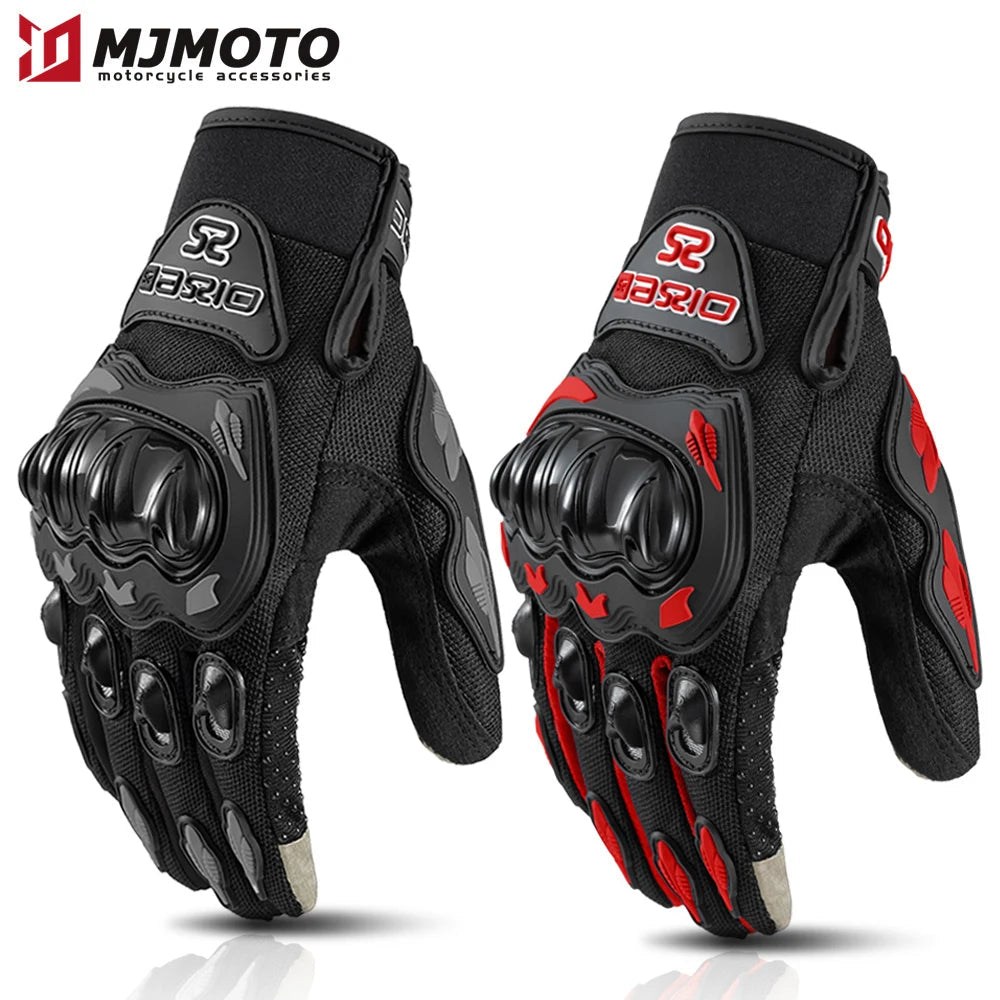 Summer Breathable Full Finger Motorcycle Gloves Non-slip Wear-resistant Motocross Racing Gloves Touch Screen Moto Biker Gloves Quick Pick Grocers