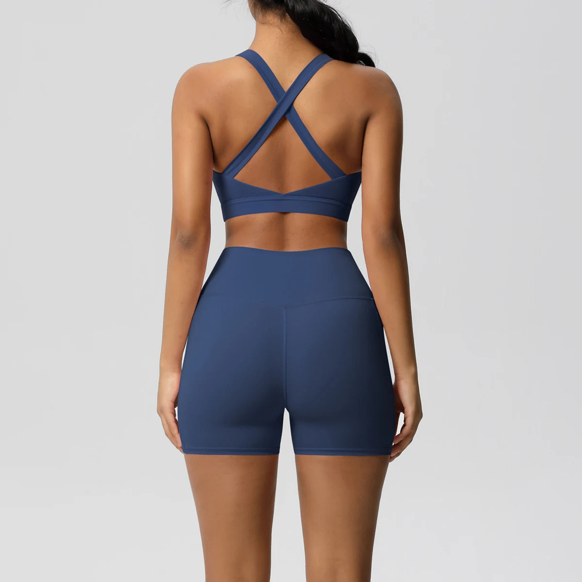 2PCS Sportswear With Pocketed Yoga Set Gym Clothes Yoga Suits For Women Tracksuits Sports Shorts Crossover Bra Gym Leggings Quick Pick Grocers