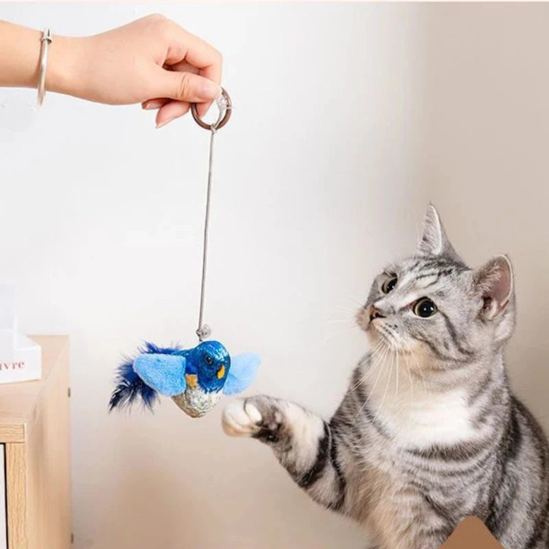Indoor Interactive Birds Toy for Cat Chasing Teasing Toy Sounding Catnip Cat Teaser Toy Self-hilarity Wall Hanging Birds Cat Toy Econic Blanks
