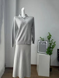 Hirsionsan Winter Thick Women Knitted Suits Soft 2 Pieces soft Female Sets Polo Neck Sweater & Wide Leg Pants Knitted Outfit Quick Pick Grocers
