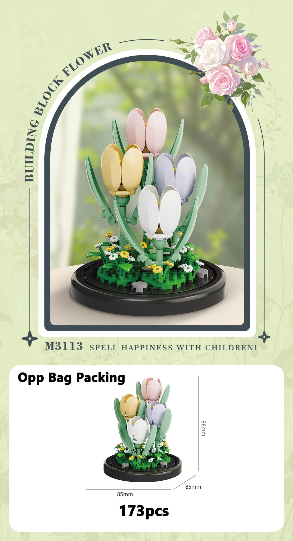 Eternal Flower Bouquet Bonsai Potted Plant Micro Building Blocks Model Home Decoration Puzzle Toys Kids Birthday Christmas Gifts Purest Peak Salt