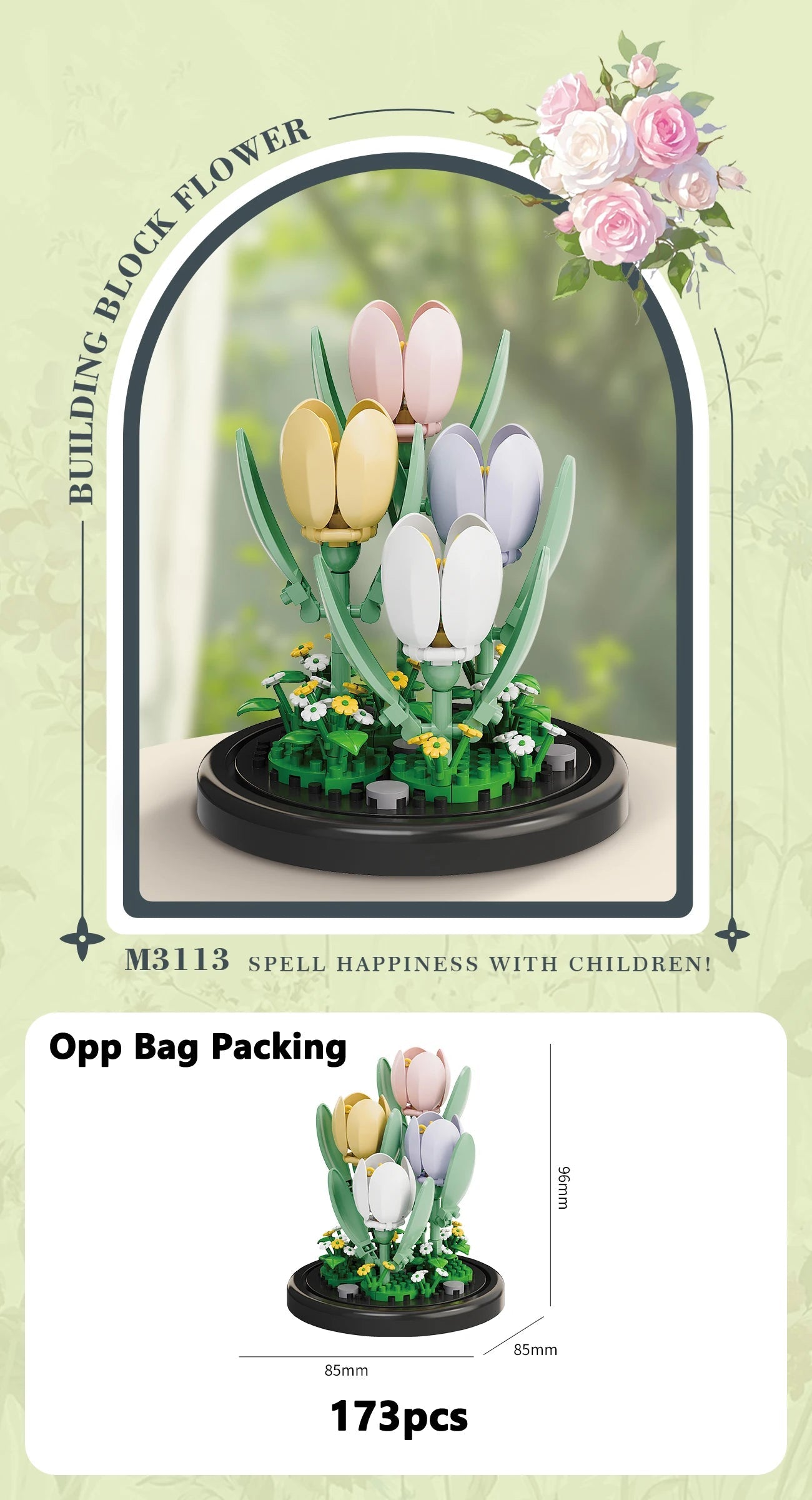 Eternal Flower Bouquet Bonsai Potted Plant Micro Building Blocks Model Home Decoration Puzzle Toys Kids Birthday Christmas Gifts Purest Peak Salt