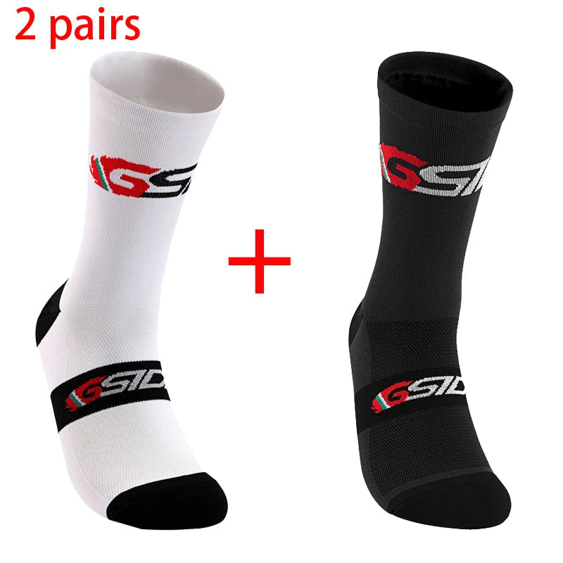 2pairs 2023 New Cycling Socks Bike Nurse Compression Road Bike Running Mtb Knee-high White Sports Funny Brand Black Quick Pick Grocers
