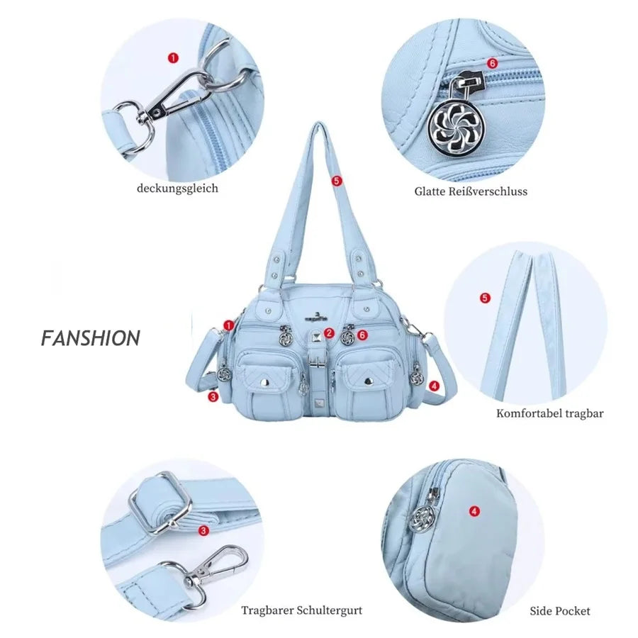 Vintage Women Handbags Satchel Top-handle Handbag PU Shoulder Bag Dumpling Pack Give Gifts Shoulder Bags Phone Money Pack Quick Pick Grocers