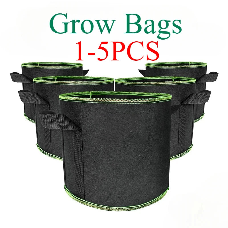 Vegetable/Flower/Plant Grow Bags 2/3/5/7/10 Gallon Thickened Non-Woven Grow Bags Aeration Fabric Pots with Handles Flower Pot Quick Pick Grocers