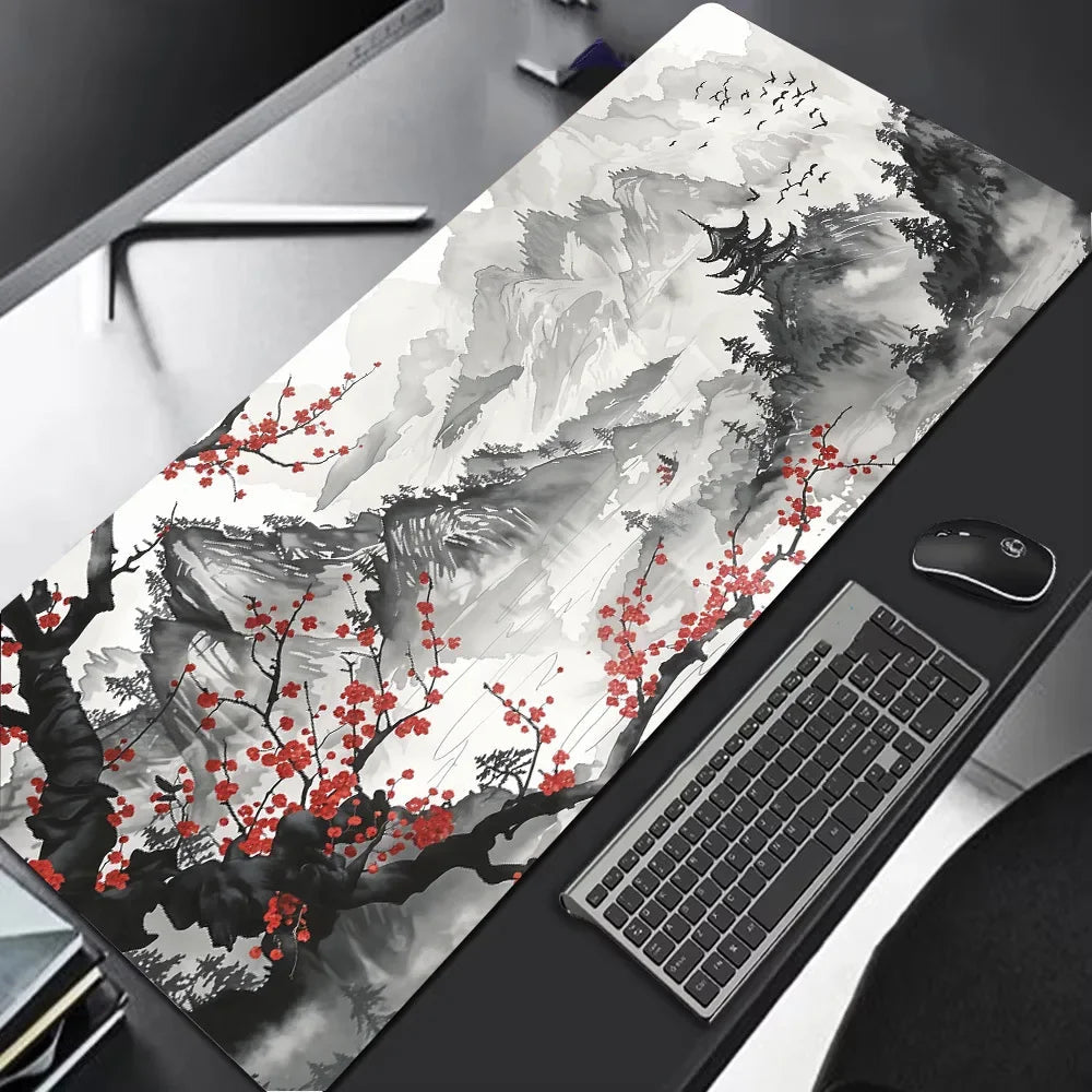 Sakura Scenery Mouse Pad Large Anti-Slip Rubber Gaming MousePad Durable Thick Seam Edge Suitable for Office and Gaming Desk Mats Quick Pick Grocers