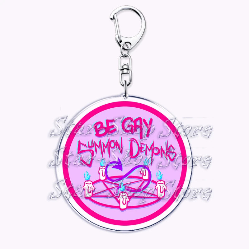Cute Lgbt Halloween Keychain for Accessories Bag Gay Pride Lgbtq Spooky Ghost Lesbian Keyring Jewelry Rainbow Fans Friends Gifts Quick Pick Grocers