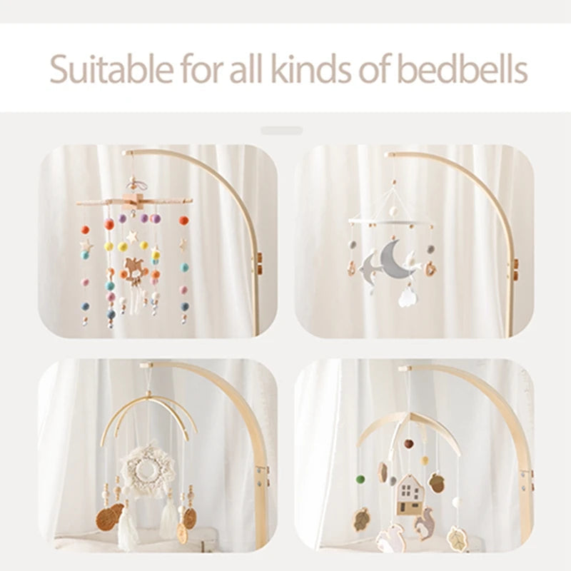 Baby Wooden Bedbell Bracket 0-12 Months Bed Bell Bracket Wooden Mobile Newborn Crochet Bed Bell Hanging Toys Newbaby Rattle Toys Purest Peak