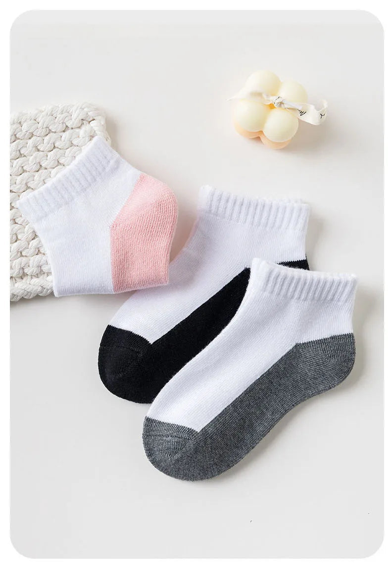 5 Pairs/Lot 2023 New Summer Children Socks Cotton Kids Fashion Black White Gray For 1-12 Years Teen Student Baby Girl Boy Socks Quick Pick Grocers