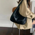 Large capacity tote bag, new black leather simple casual commuting women's bag, fashionable and versatile single shoulder bag Econic Blanks