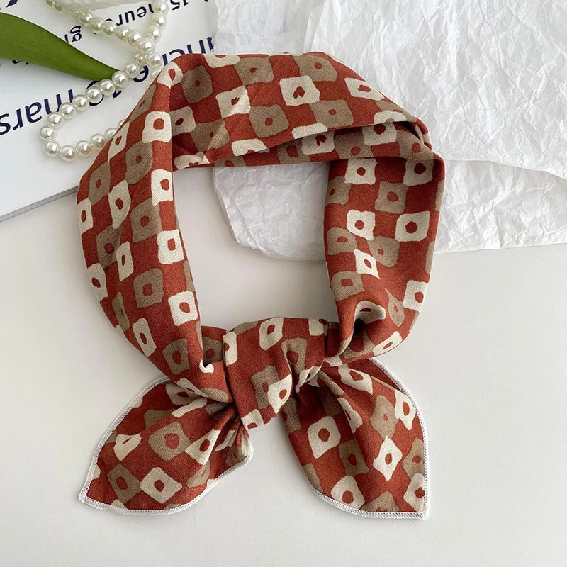 55cm Laies Headband Cotton Linen Square Scarf Women Korean College Girls Fashion Spring Autumn New Style Elegant Neck Scarves Quick Pick Grocers