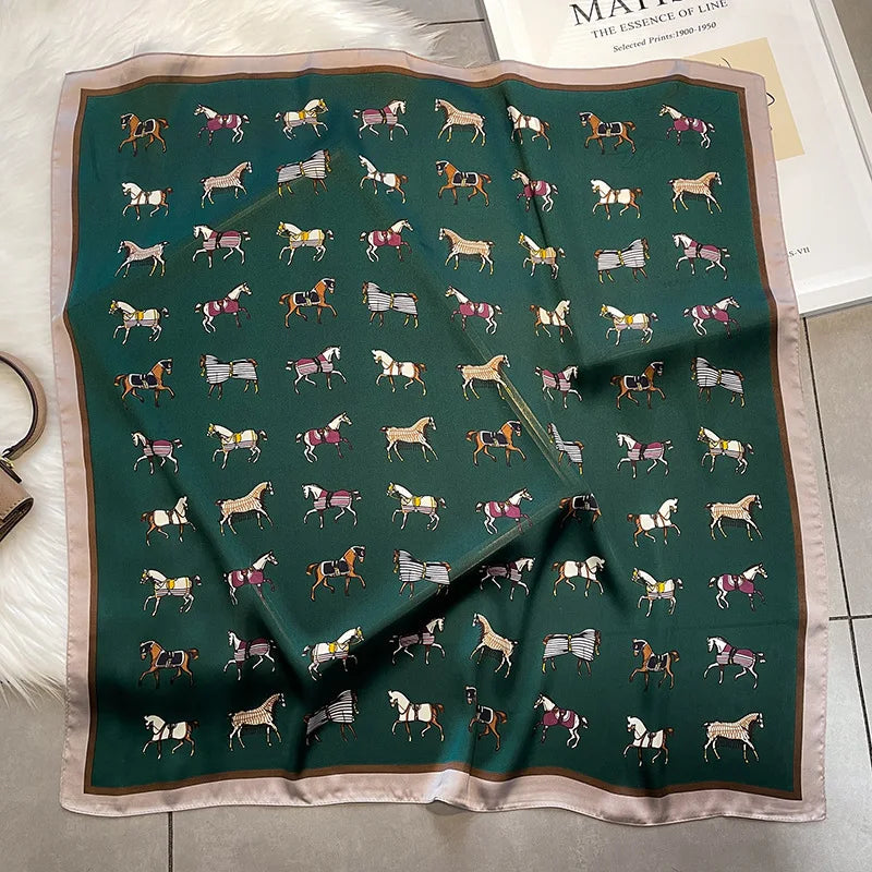 2025 Silk Shawl Print Headscarf Cat Hair Wrap Neckerchief Female Satin Square Scarf For Women Headband Foulard Hijab Bandana Quick Pick Grocers