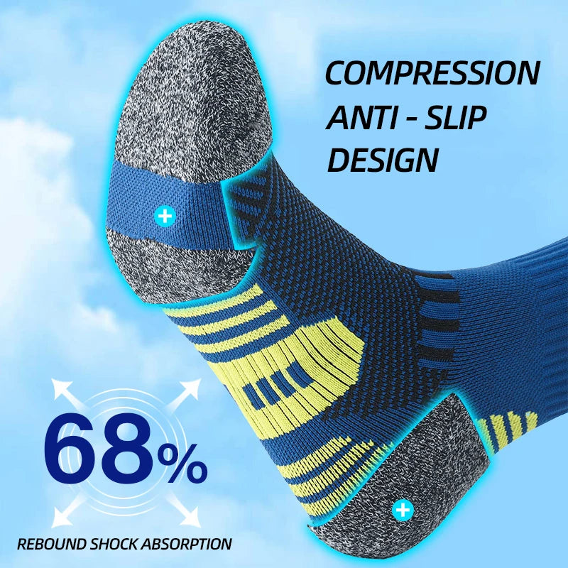 6/5/3 Pairs Men's Athletic Socks Sports Breathable Outdoor Running Compression Socks Cotton Training Long Black Stretch Socks Quick Pick Grocers