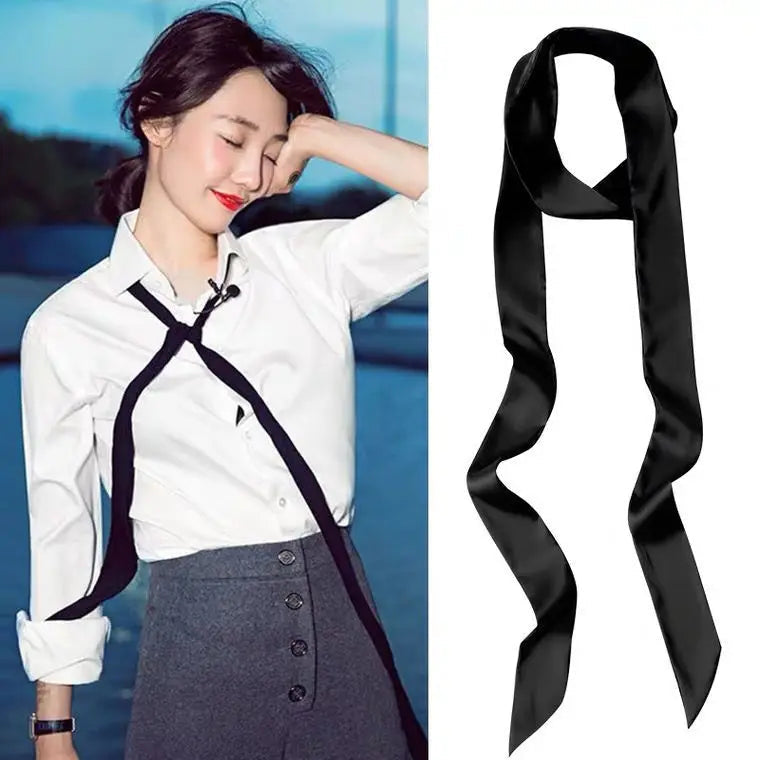 5x200cm Satin Silk Narrow Scarf Neckerchief Solid Neck Scarves Long Silk Thin Scarf Head Neck Hair Band Bag Ribbon Headbands DIY Quick Pick Grocers