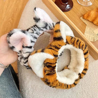 1pc adorable tiger wash face headband cartoon sell cute animal headpiece wash makeup plush tiger ear hairband Quick Pick Grocers