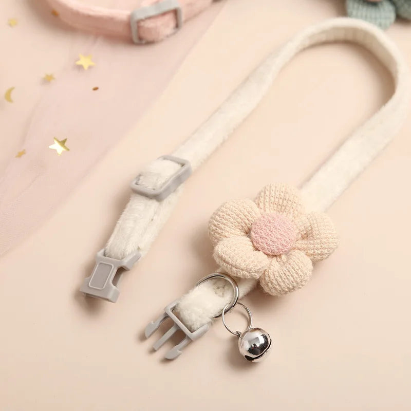 1Pc Cat Collar with Cute Flower  Adjustable Buckle Cat Collar Bell Collar Cat  Small Pet Supplies  Kitten Collar  Small Dog Acce Econic Blanks