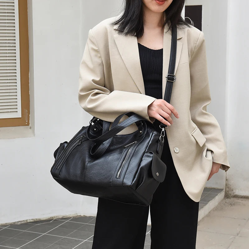 Pu shoulder bag fashionable temperament zipper opening design daily commuter handbag Quick Pick Grocers