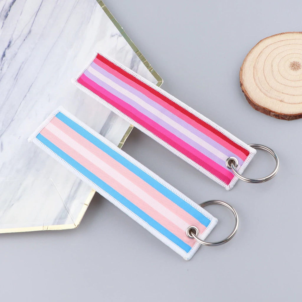 1pcs Rainbow Gay Embroidered Keys Tag Keychains For Motorcycles Cars Backpack Fashion Key Ring Accessories Chaveiro Gifts Quick Pick Grocers