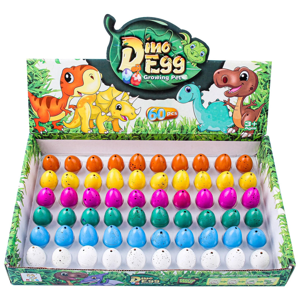 Sunpao 60pcs Magic Dinosaur Eggs Hatching in Water Growing Dinosaur Egg Animal Breeding Educational Toys for Children Kids Gifts Quick Pick Grocers