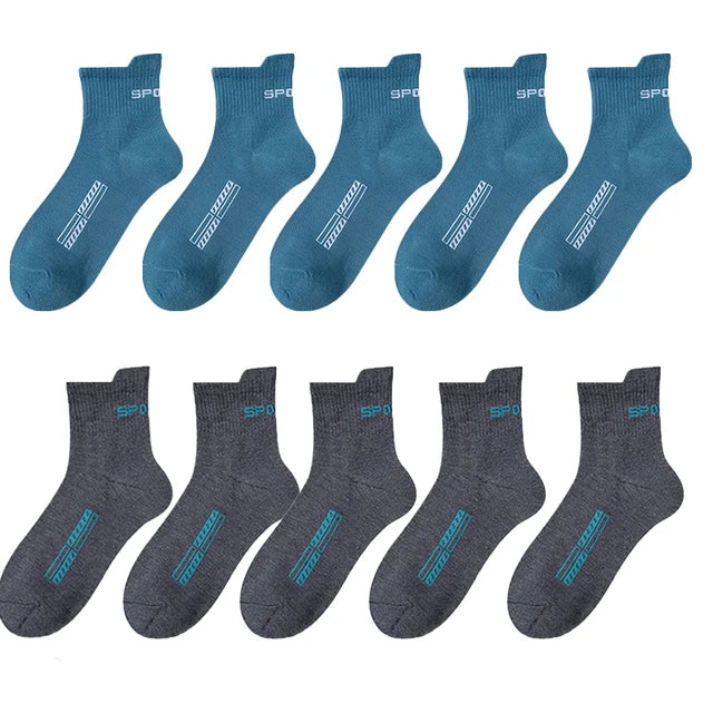 10/20Pairs High Quality Men's Socks Casual Breathable Cotton Man Run Sports Socks Spring Autumn Male Sox Gifts Plus Size 38-45 Quick Pick Grocers