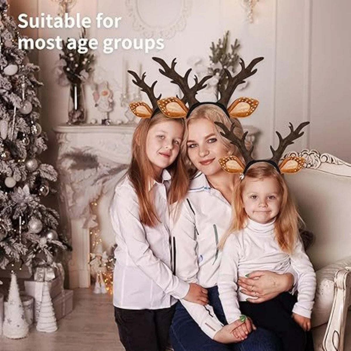 1PC Deer Antlers Headband: Plush Ear & Brown Antler Hair Hoop for Christmas & Halloween Party, Animal Cosplay, Holiday Dress-Up Quick Pick Grocers