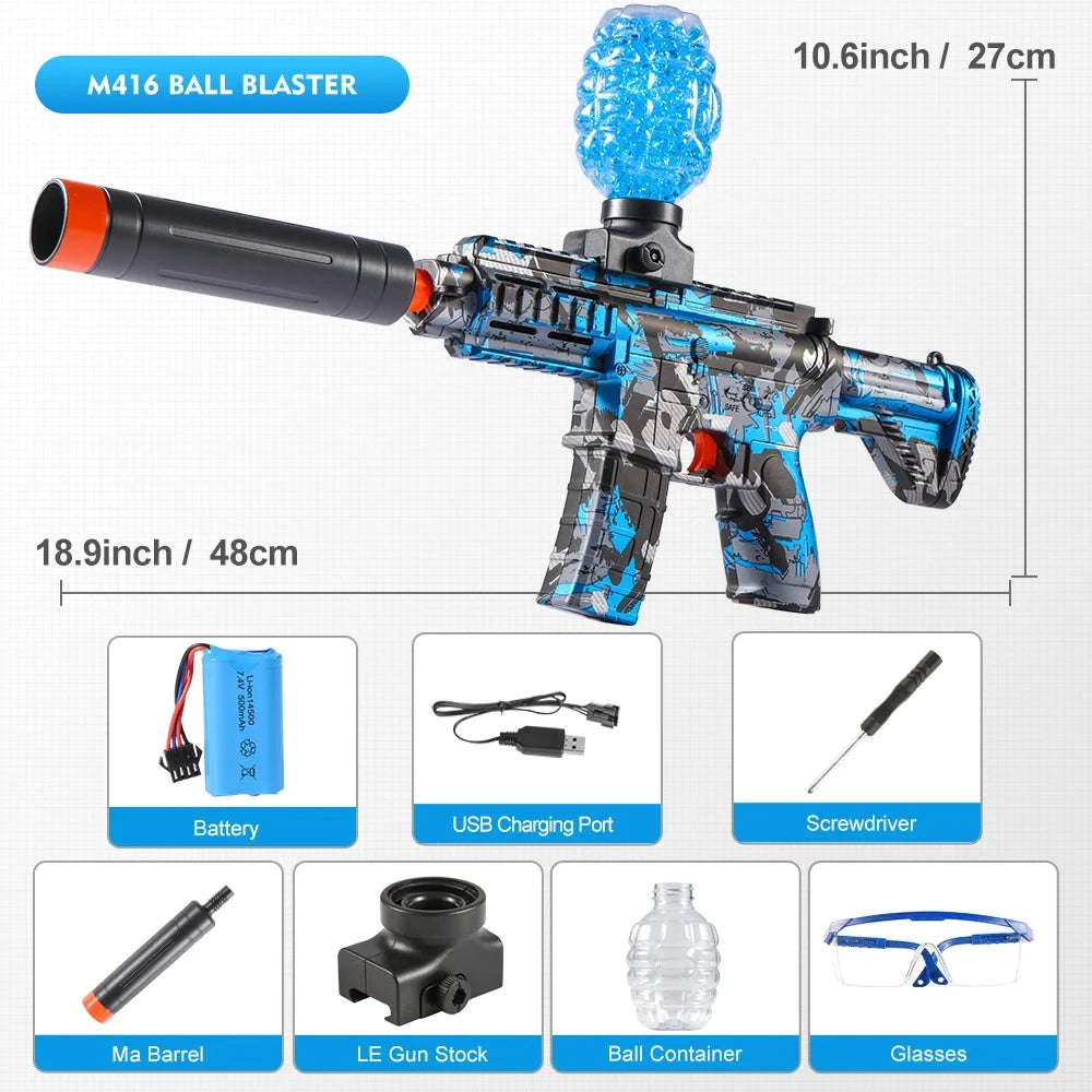 M416 Electric Ball Blaster Toy Gun - High-Speed, Metallic Finish, Rechargeable - Halloween Thanksgiving Gift(Bullets Excluded) Econic Blanks